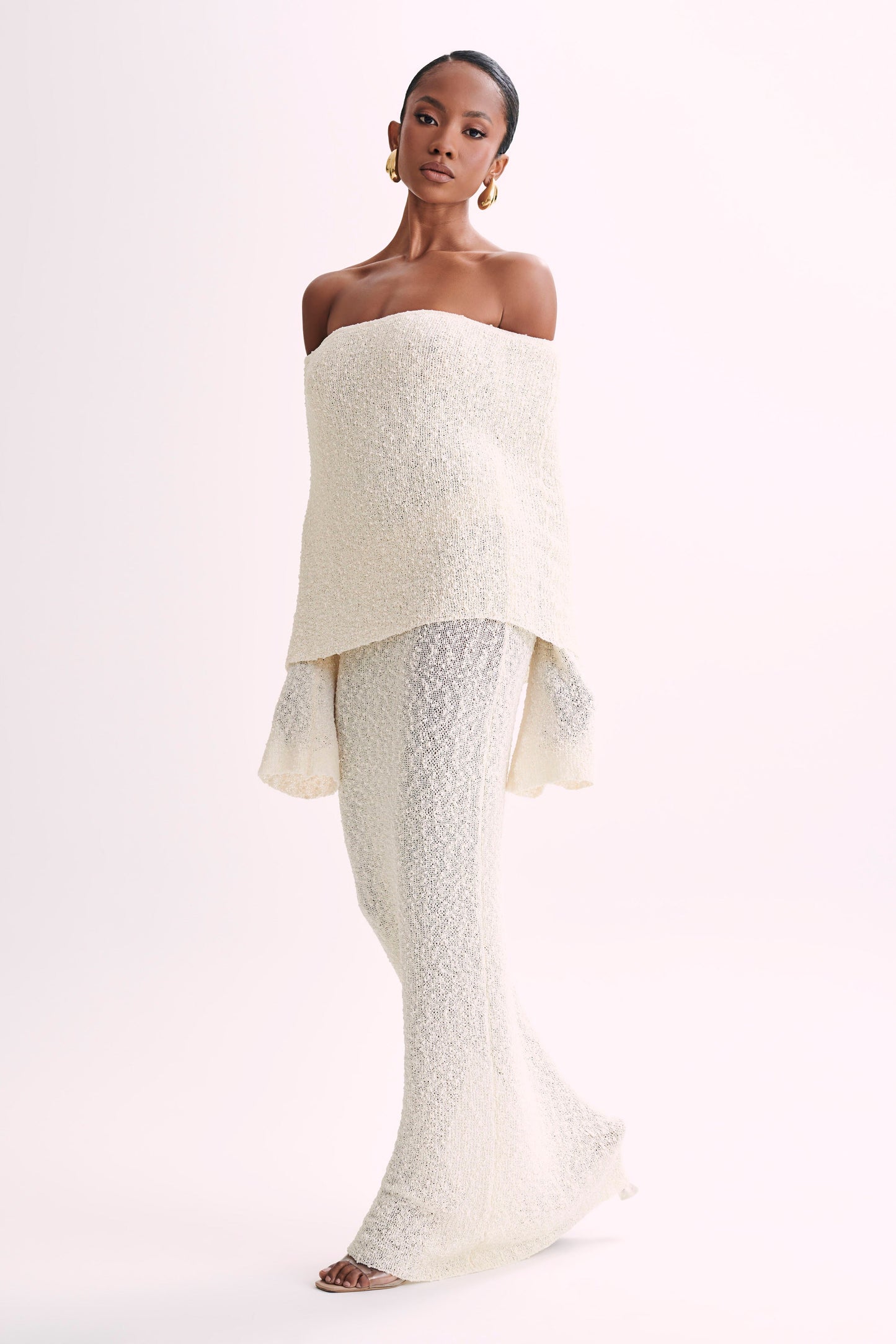 Marisol Off Shoulder Boucle Maxi Dress