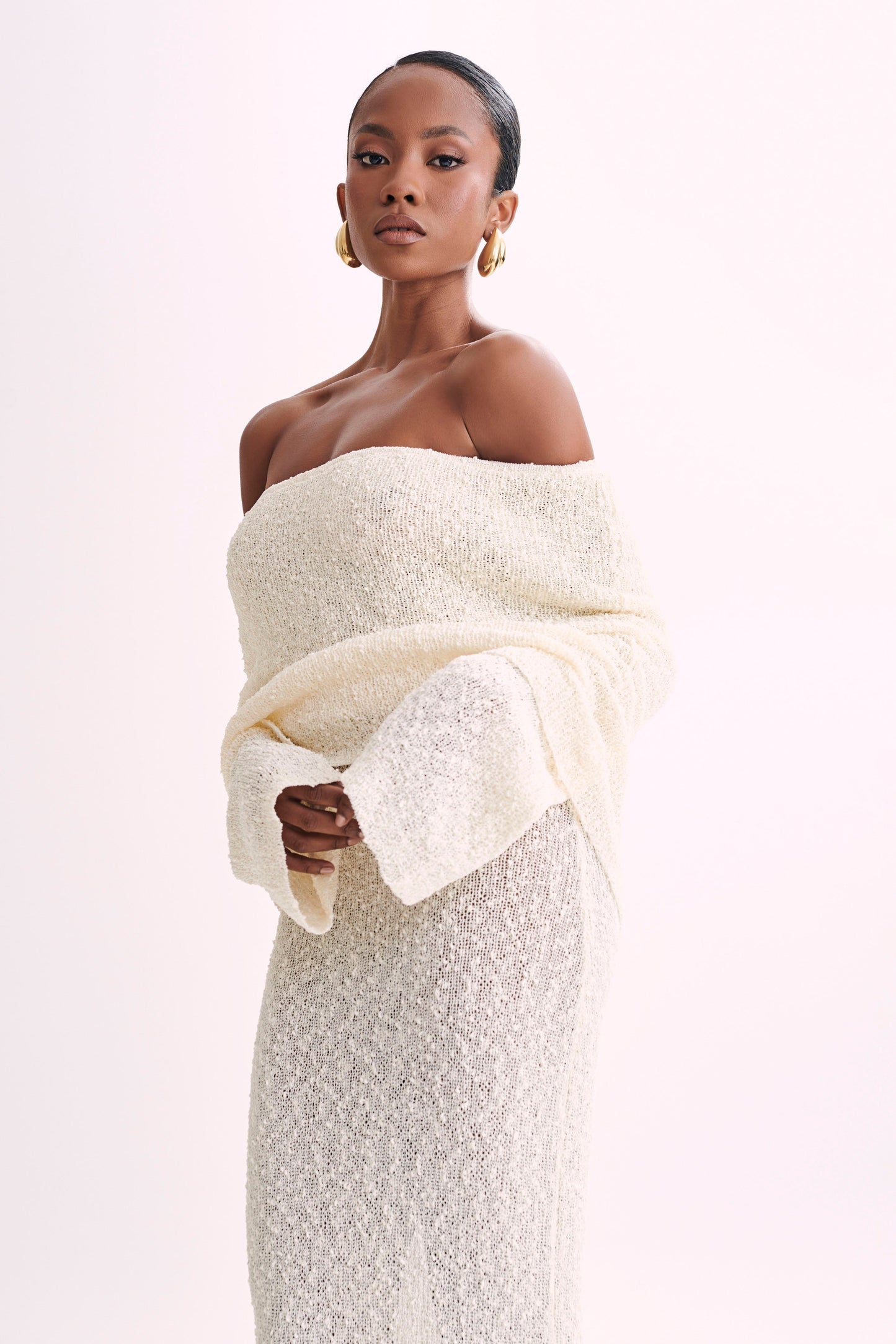 Marisol Off Shoulder Boucle Maxi Dress