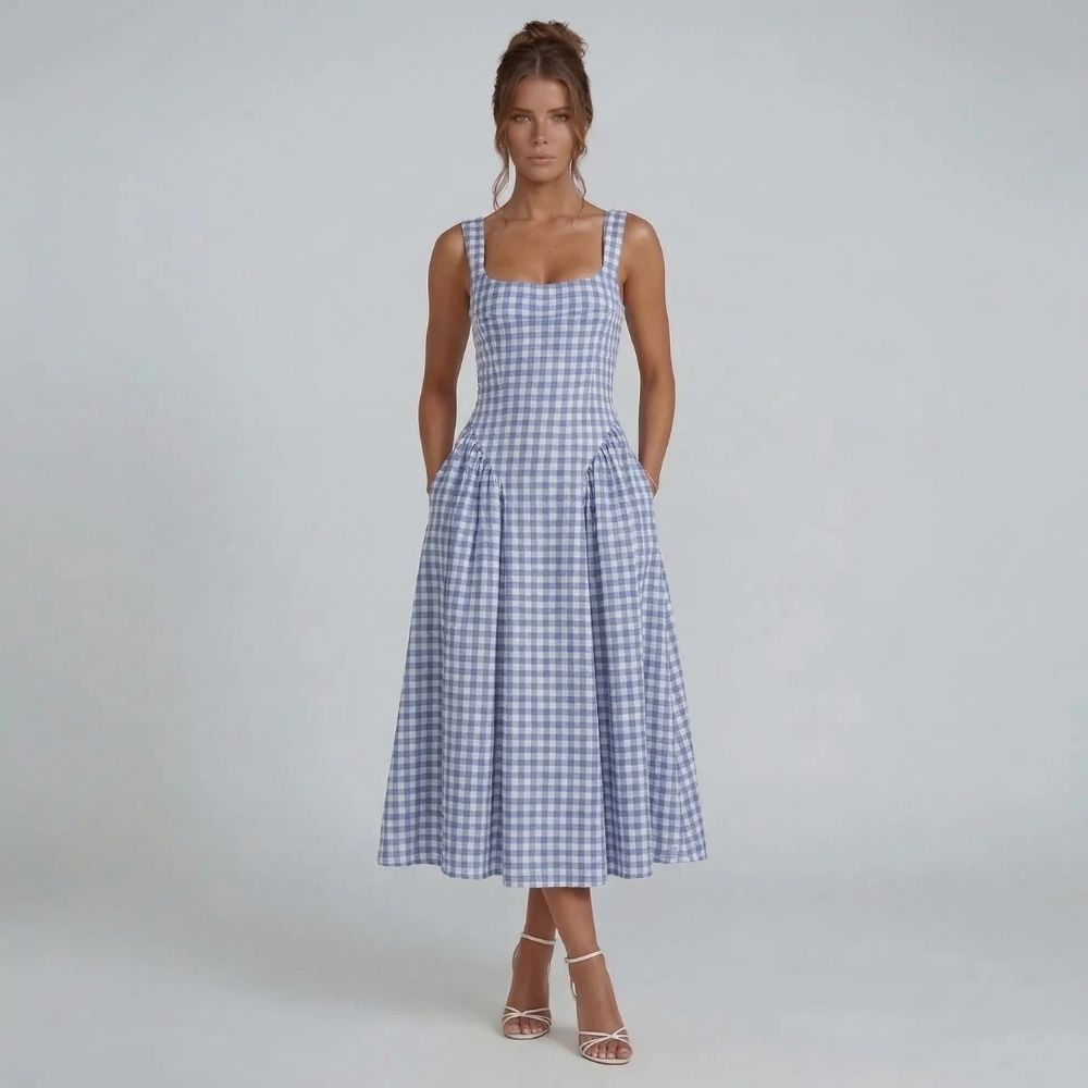 Viviana Gingham Midi Dress