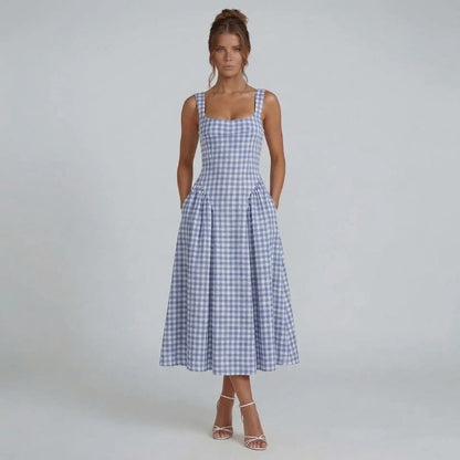 Viviana Gingham Midi Dress