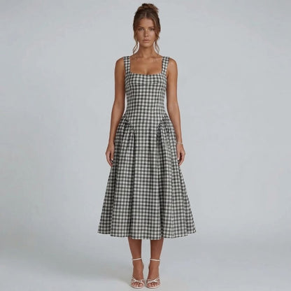 Viviana Gingham Midi Dress