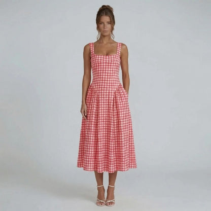 Viviana Gingham Midi Dress