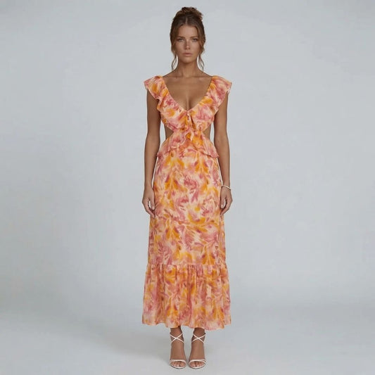 Lorena Ruffle Maxi Dress