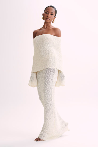 Marisol Off Shoulder Boucle Maxi Dress