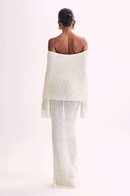 Marisol Off Shoulder Boucle Maxi Dress