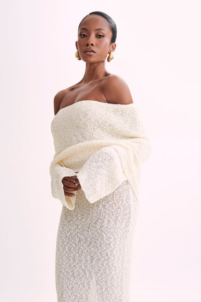 Marisol Off Shoulder Boucle Maxi Dress