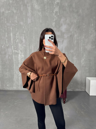 GINA | BELTED PONCHO JACKET