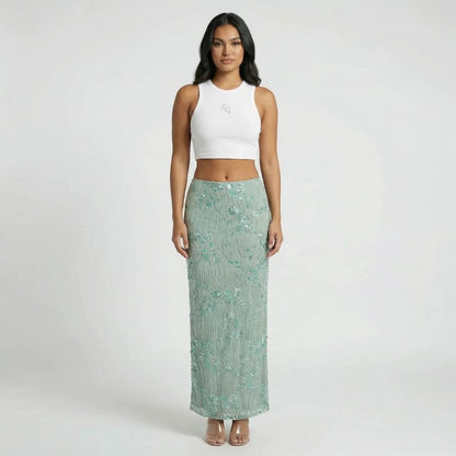 Olive Sequin Skirt