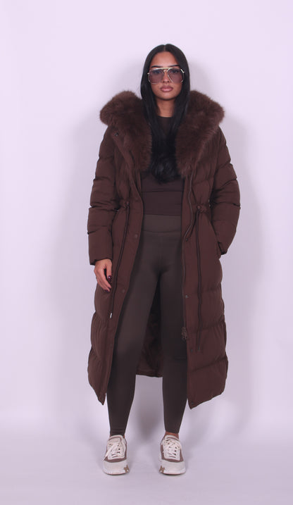 Fur Hooded Long Coat