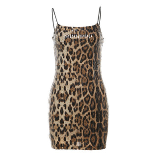 Sequin Leopard Printed Mini Dress