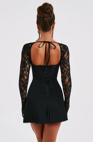 LIZA LACE MINI DRESS - BLACK