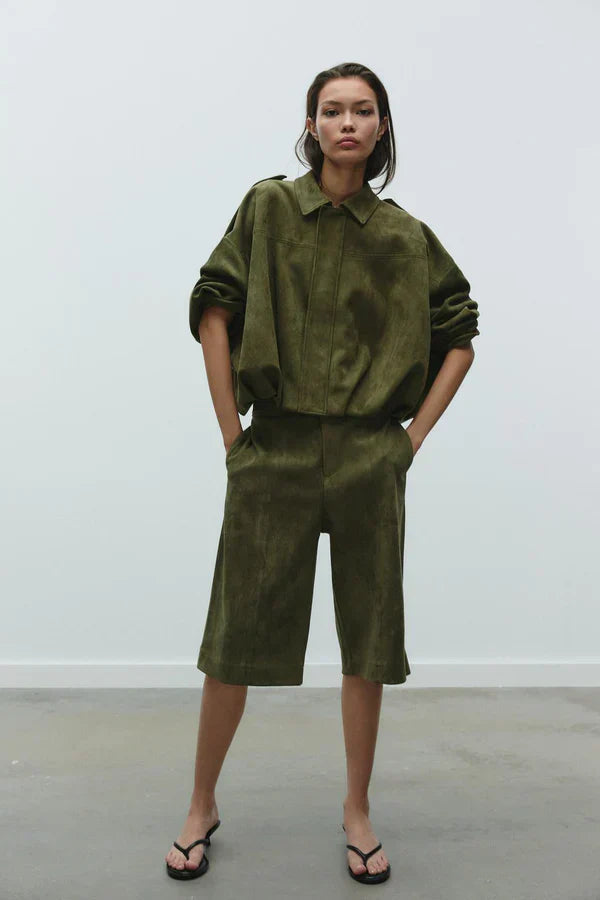 Women collared jacket, back view