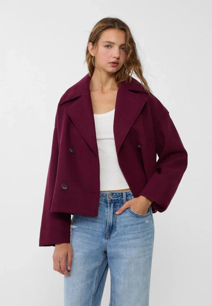 Women notch lapel jacket, back view