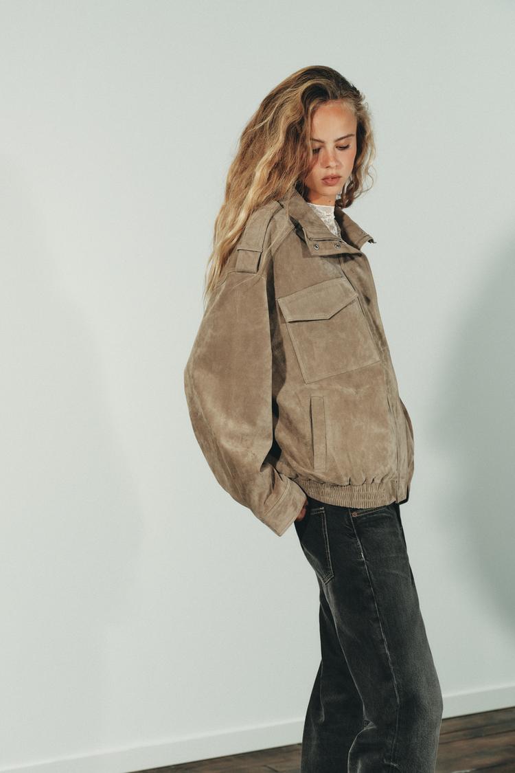 Women stand-collar solid jacket, front view