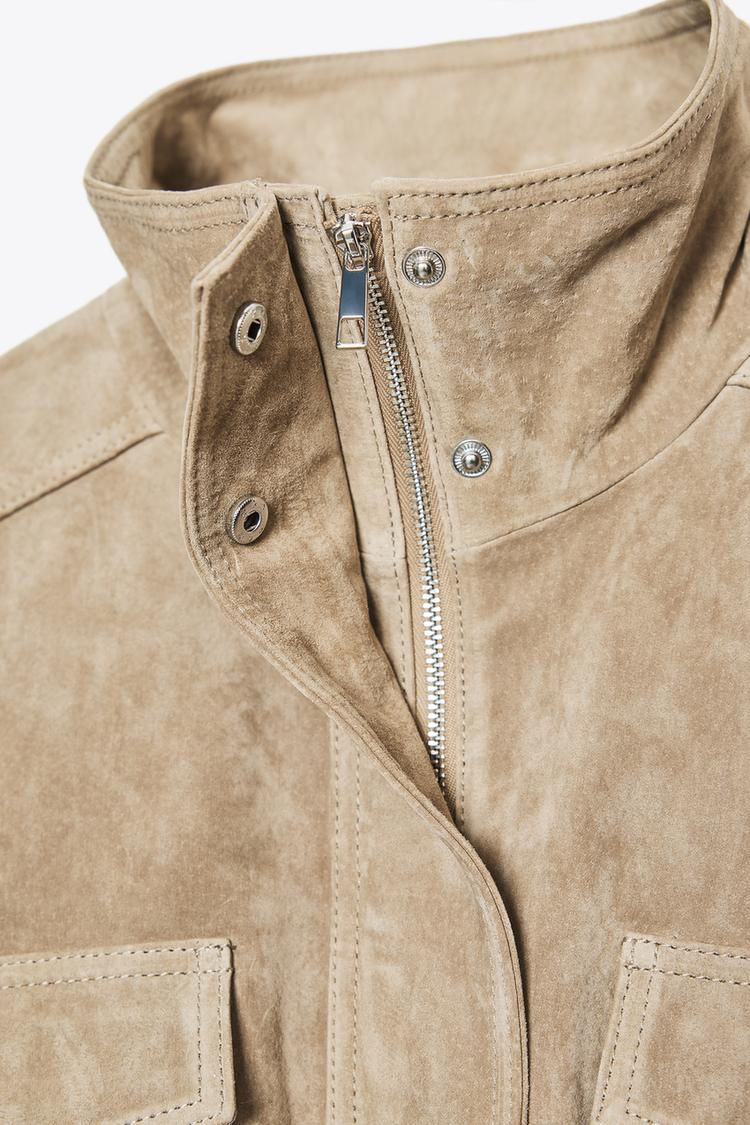 Women stand-collar solid jacket, front view