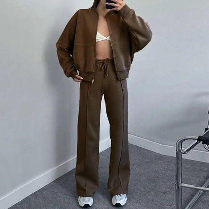 Women stand-collar set, side view