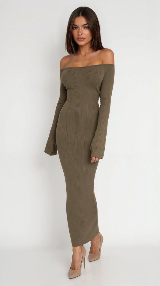 Women off-shoulder maxi dress, front view