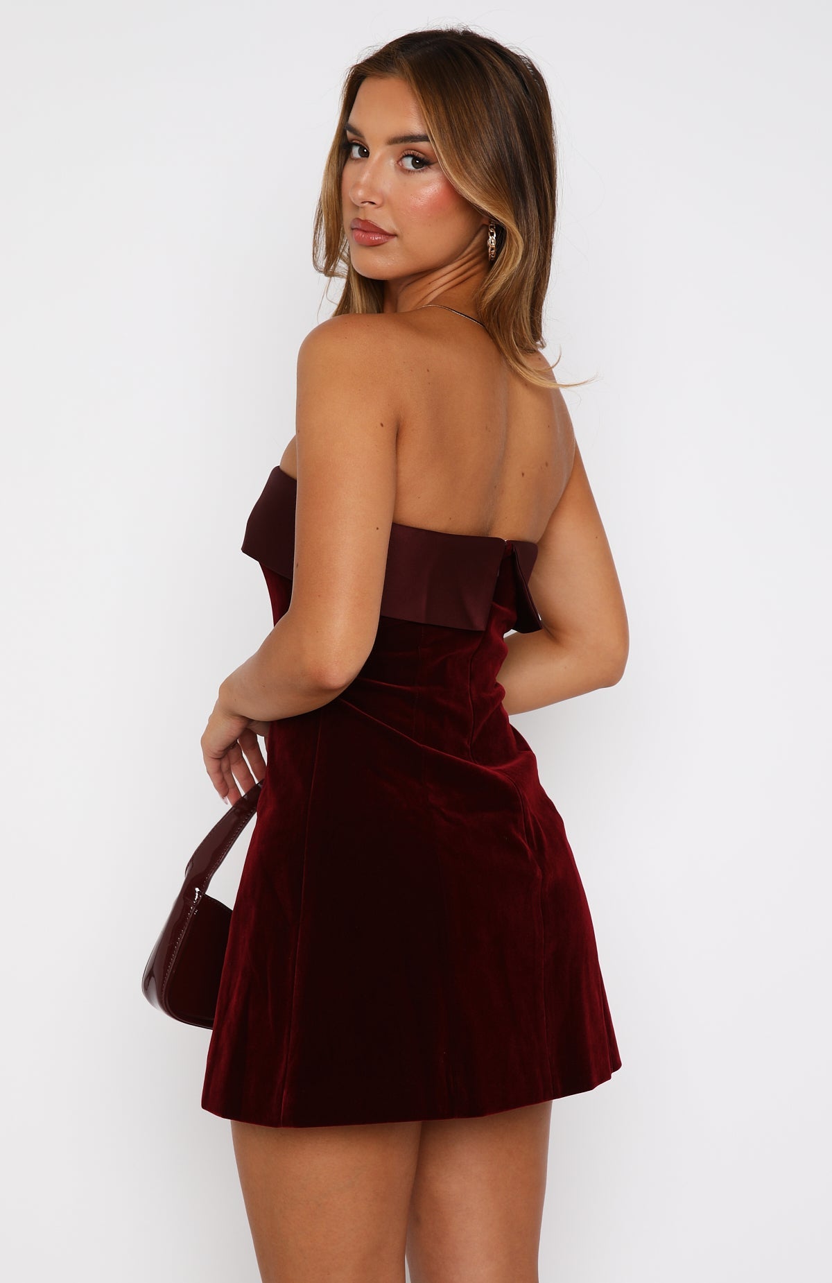 Women strapless mini dress, front view