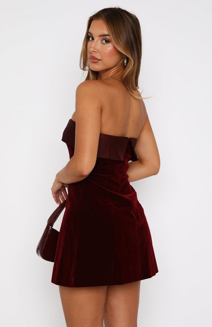 Women strapless mini dress, front view