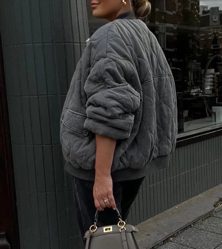 Women crew neck quilted jacket, detail