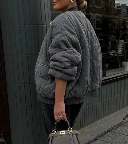 Women crew neck quilted jacket, detail