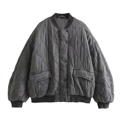 Women crew neck quilted jacket, detail