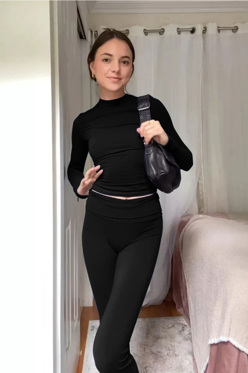 Women crew-neck flare set, close-up