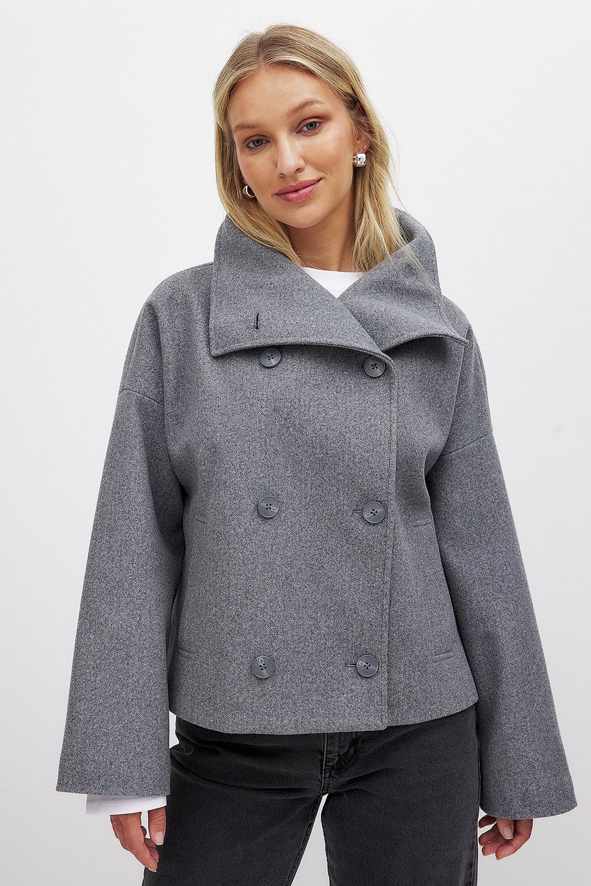 Women shawl button jacket, front view